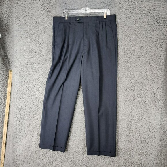 Gianelli Uomo 2 Piece Suit Mens 44L 36x30 Blue Double Breasted Jacket Pants Set - Picture 8 of 16